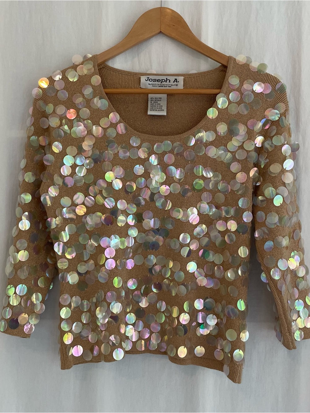 Joseph A. Knit Top with Iridescent Sequins